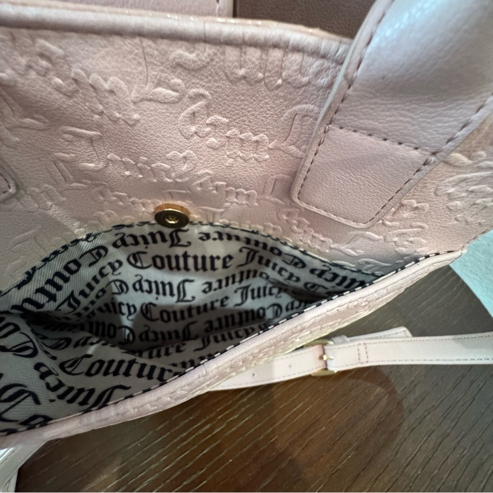 SOLD!!! Juicy Couture Pastel Pink Ombre Gold Heart Chain Purse Crossbody - Picture 7 of 13